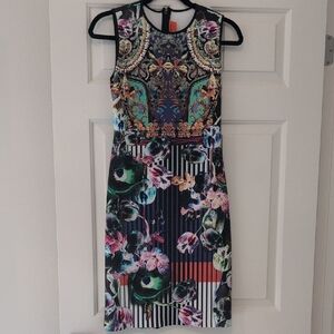 Clover Canyon Blue and Pink Sheath Midi Dress Size M